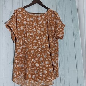 Floral Print Women's Top - Brown